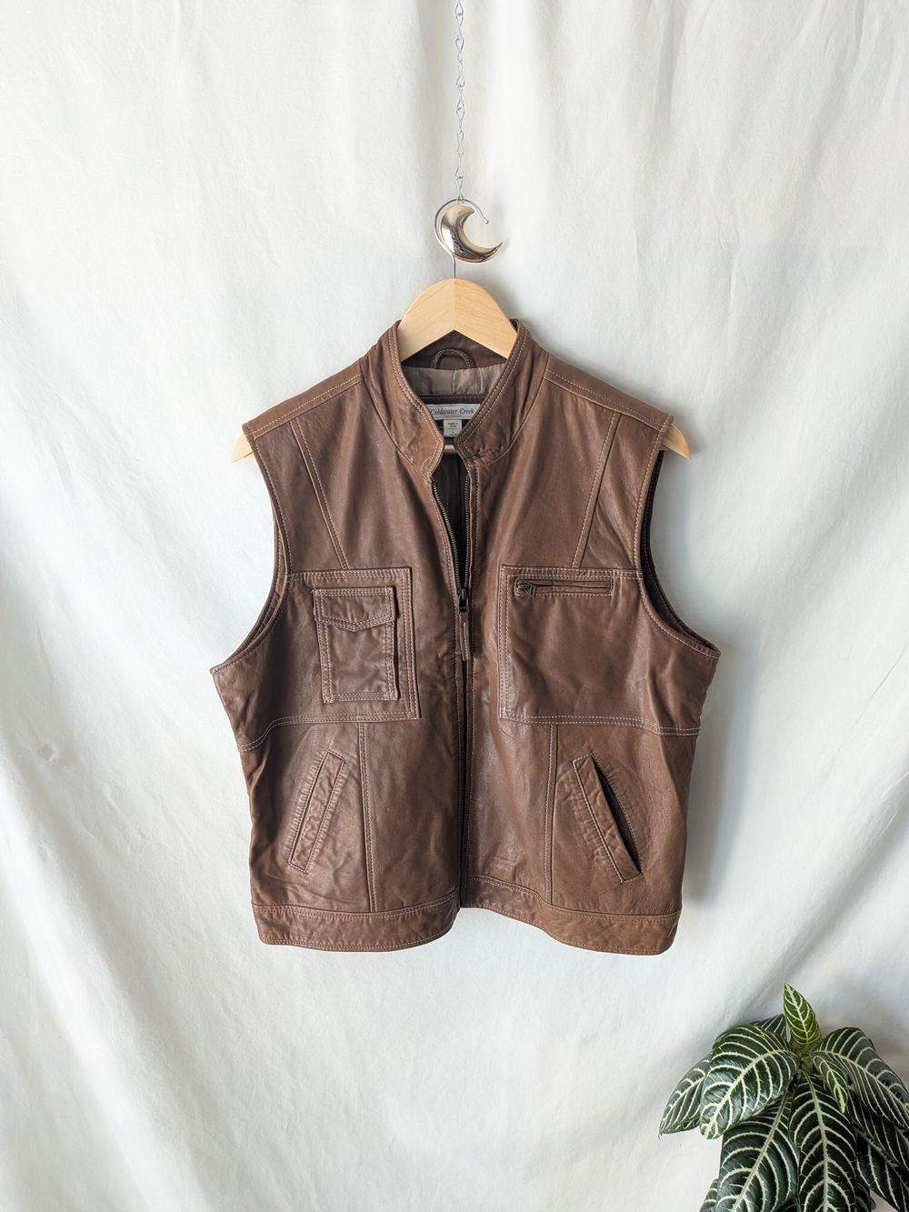 Coldwater Creek Brown 100% Leather Vest